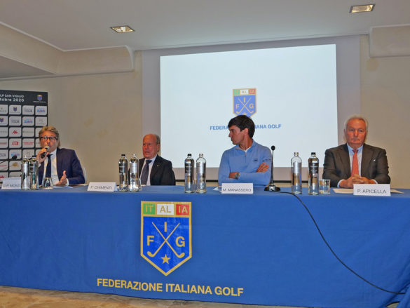 Conferenza Stampa per il 77° Open d'Italia a Chervò San Vigilio. Nella foto, da sinistra Gian Paolo Montali, Franco Chimenti, Matteo Manassero e Pietro Apicella