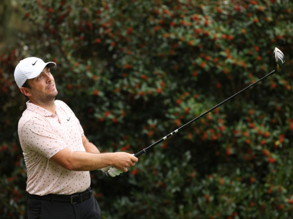 Francesco Molinari al Masters impegnato in uno dei giri di prova. È una delle pochissime fotografie (cinque in totale) che il maggior network mondiale, Getty Images, ha inserito nel suo archivio relative al nostro campione