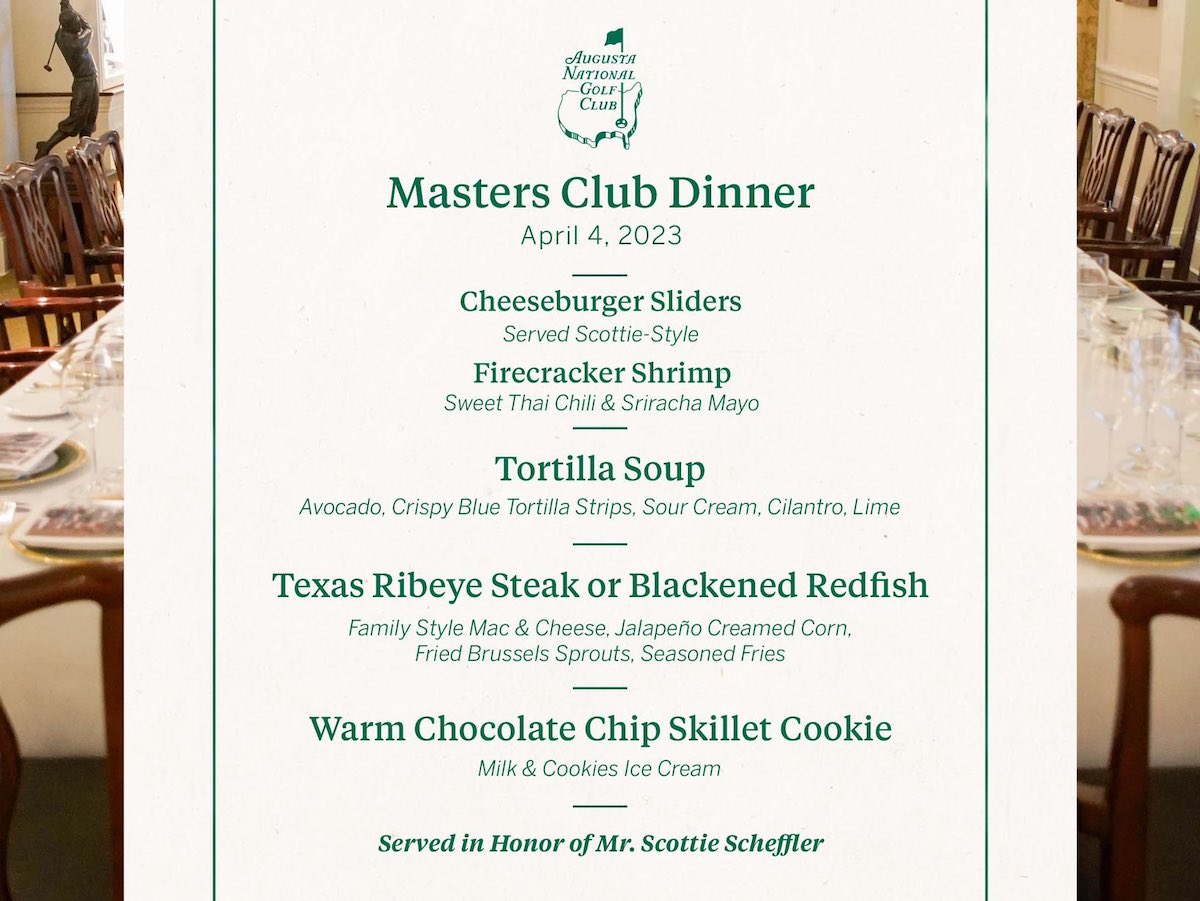 Golf&Turismo Augusta Masters svelato il menu di Scottie Scheffler